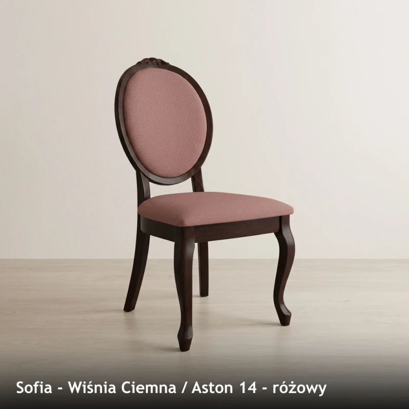 Krzesło tapicerowane SOFIA - Wiśnia Ciemna, Aston 14, różowy