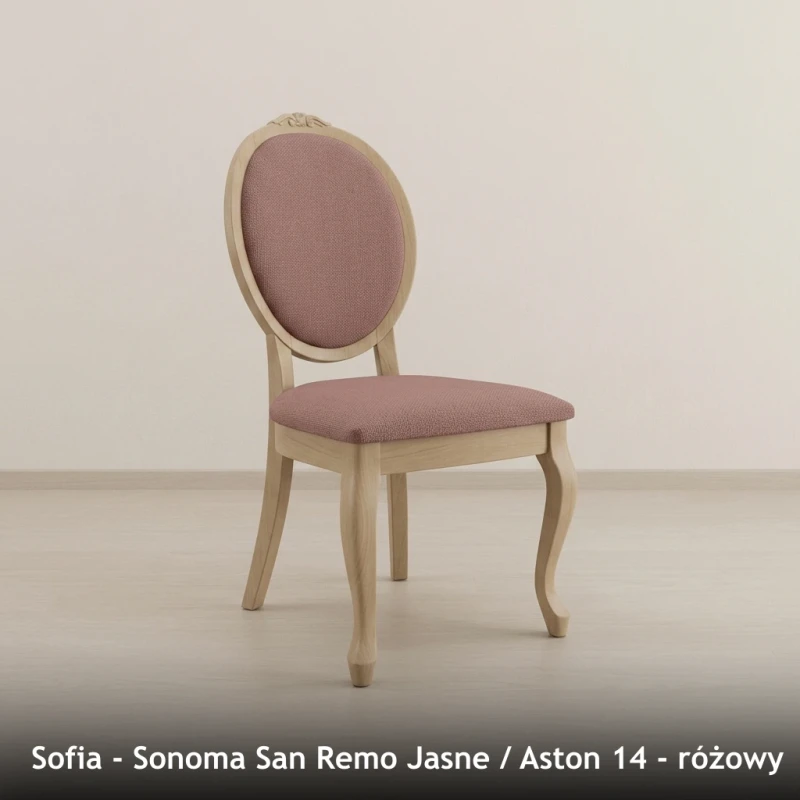 Krzesło tapicerowane SOFIA - Sonoma San Remo Jasne, Aston 14, różowy