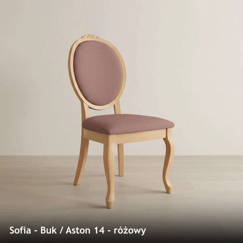 Krzesło tapicerowane SOFIA - Buk, Aston 14, różowy