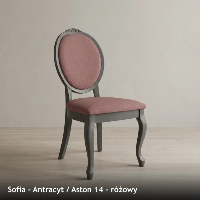 Krzesło tapicerowane SOFIA - Antracyt, Aston 14, różowy