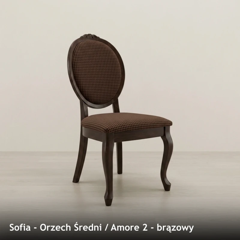 Krzesło tapicerowane SOFIA - Orzech Średni, Amore 2, brązowy