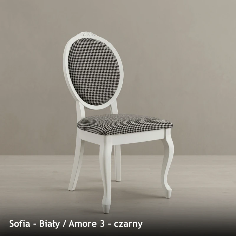 Krzesło tapicerowane SOFIA - Biały, Amore 3, czarny