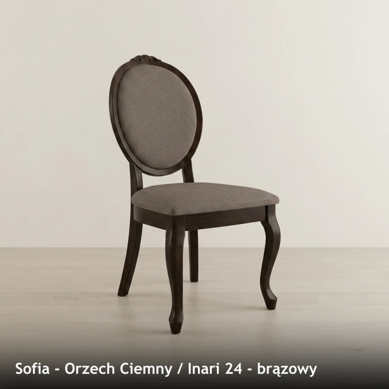 Krzesło tapicerowane SOFIA - Orzech Ciemny, Inari 24, brązowy