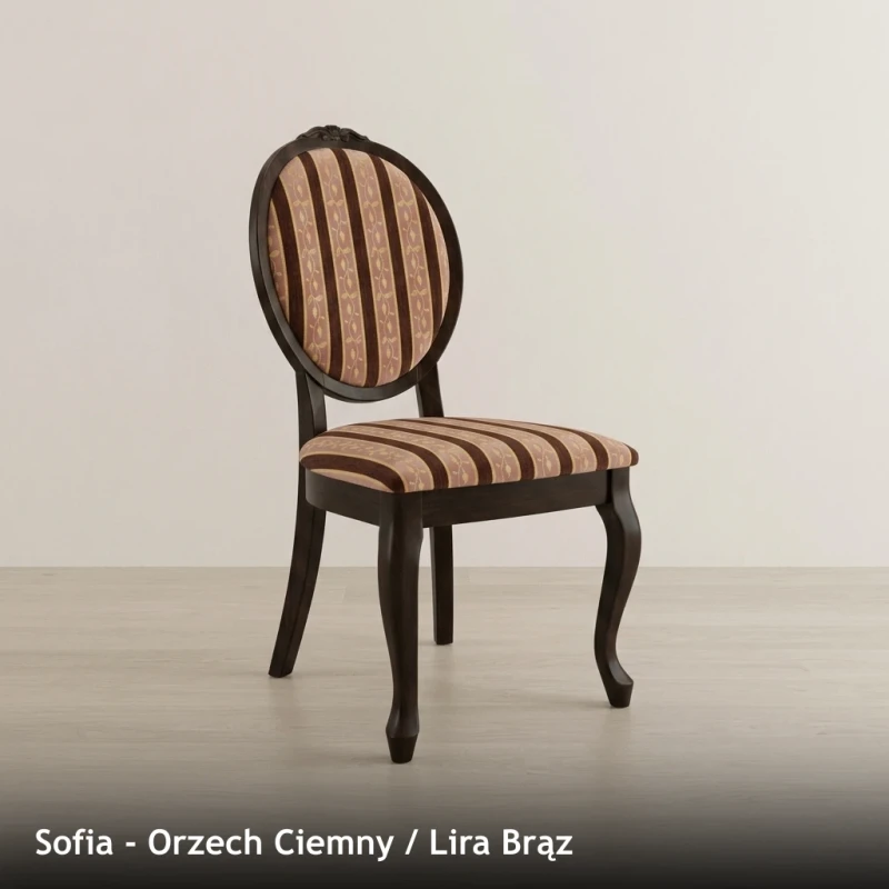 Krzesło tapicerowane SOFIA - Orzech Ciemny, Lira Brąz