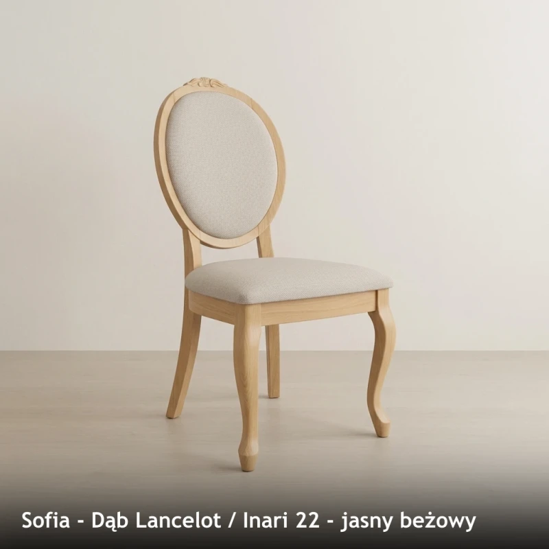 Krzesło tapicerowane SOFIA - Dąb Lancelot, Inari 22, jasny beżowy