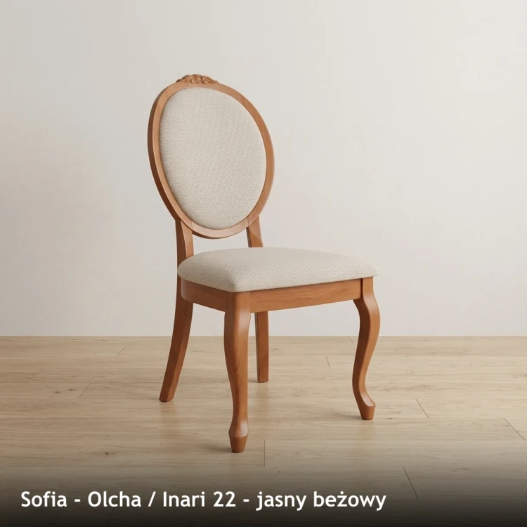 SOFIA - stelaż Olcha, tkanina Inari 22, jasny beżowy