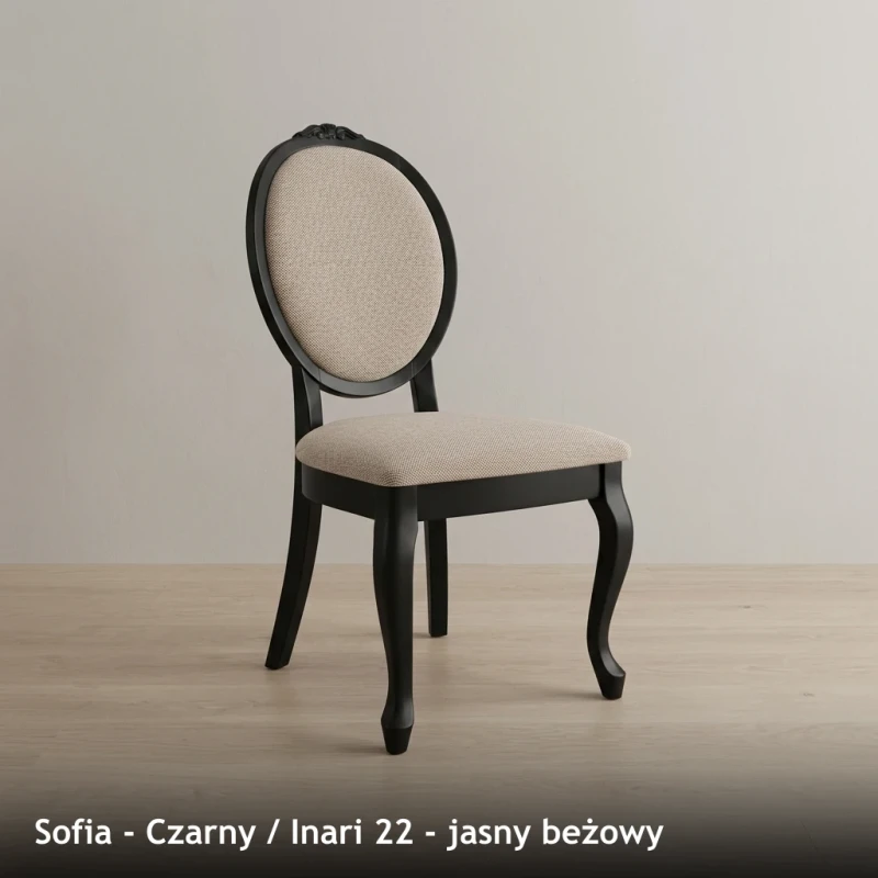 Krzesło tapicerowane SOFIA - Czarny, Inari 22, jasny beżowy
