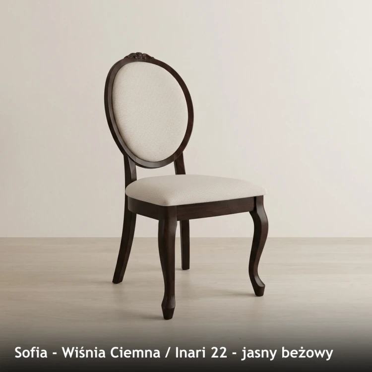 SOFIA - stelaż Wiśnia Ciemna, tkanina Inari 22, jasny beżowy