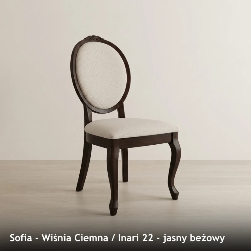 Krzesło tapicerowane SOFIA - Wiśnia Ciemna, Inari 22, jasny beżowy