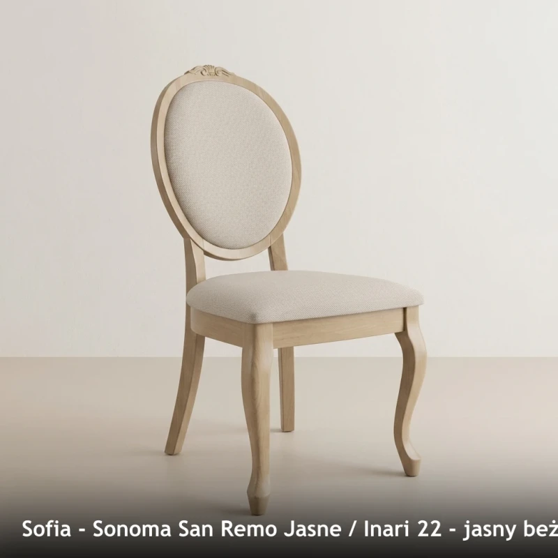 Krzesło tapicerowane SOFIA - Sonoma San Remo Jasne, Inari 22, jasny beżowy