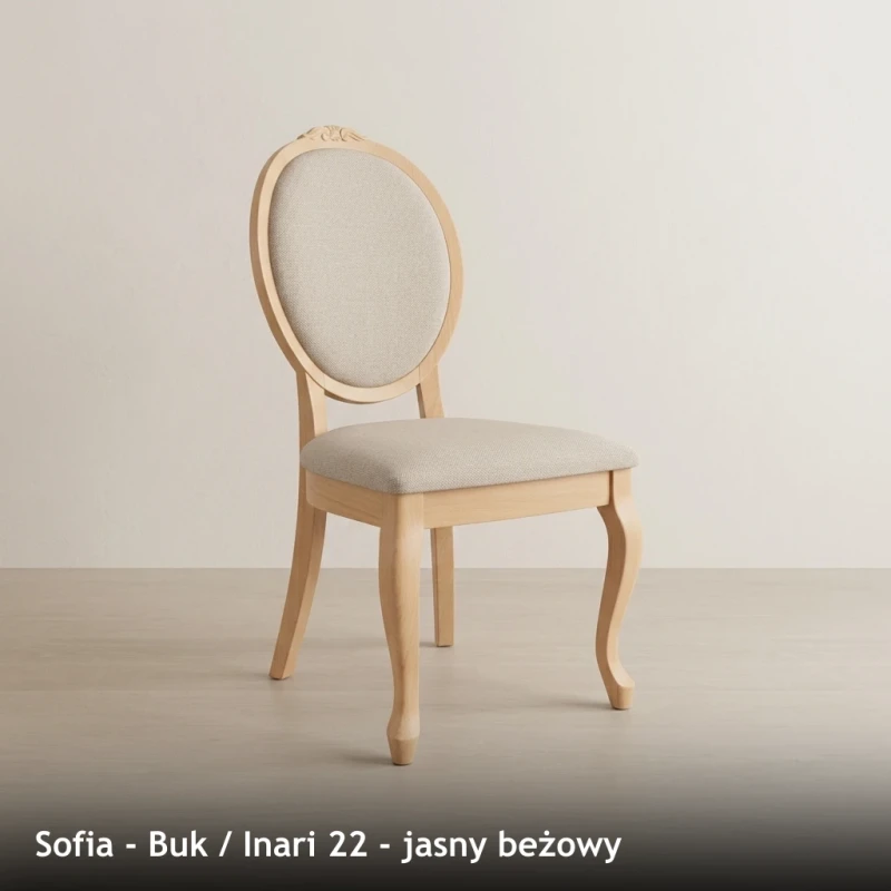 Krzesło tapicerowane SOFIA - Buk, Inari 22, jasny beżowy