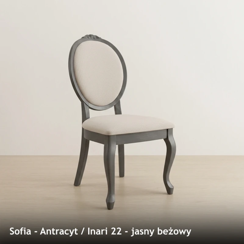 Krzesło tapicerowane SOFIA - Antracyt, Inari 22, jasny beżowy