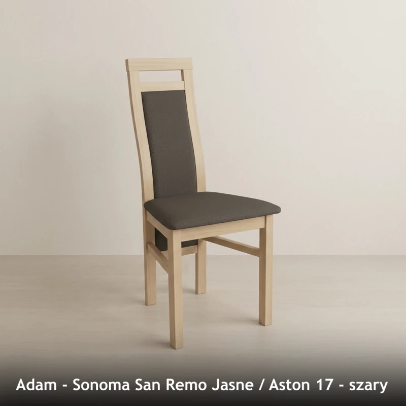 Krzesło tapicerowane ADAM - Sonoma San Remo Jasne, Aston 17, szary