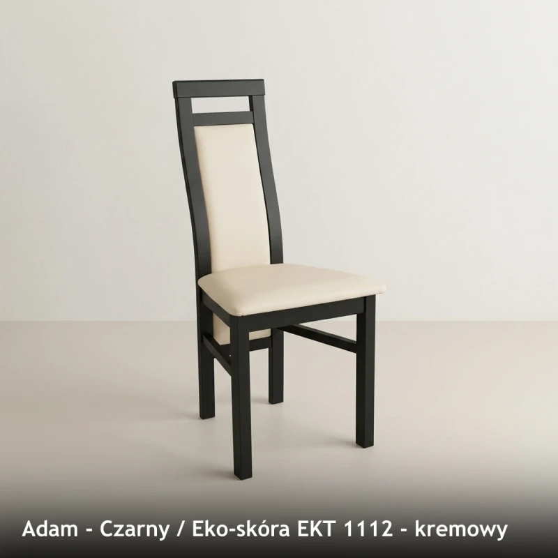 Krzesło tapicerowane ADAM - Czarny, Eko-skóra EKT 1112, kremowy