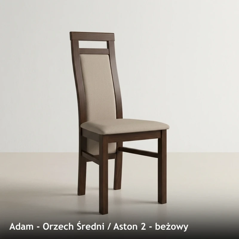 Krzesło tapicerowane ADAM - Orzech Średni, Aston 2, beżowy