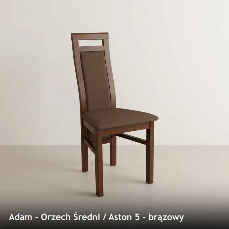 Krzesło tapicerowane ADAM - Orzech Średni, Aston 5, brązowy