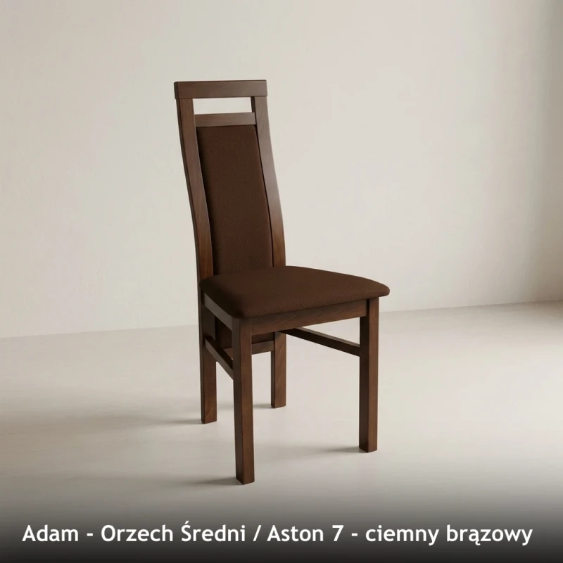 Krzesło tapicerowane ADAM - Orzech Średni, Aston 7, ciemny brązowy