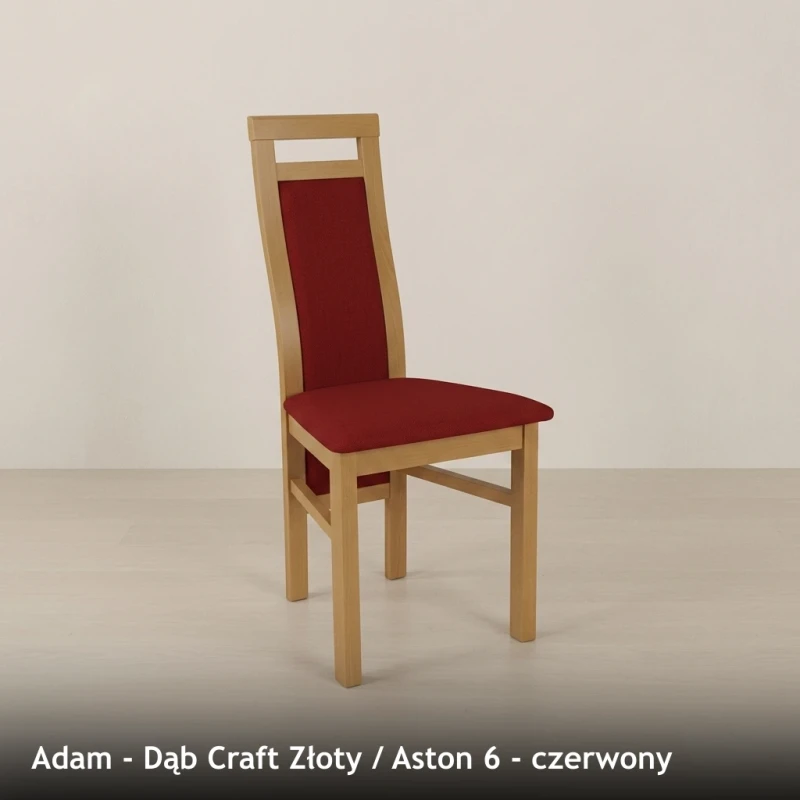 Krzesło tapicerowane ADAM - Dąb Craft Złoty, Aston 6, czerwony
