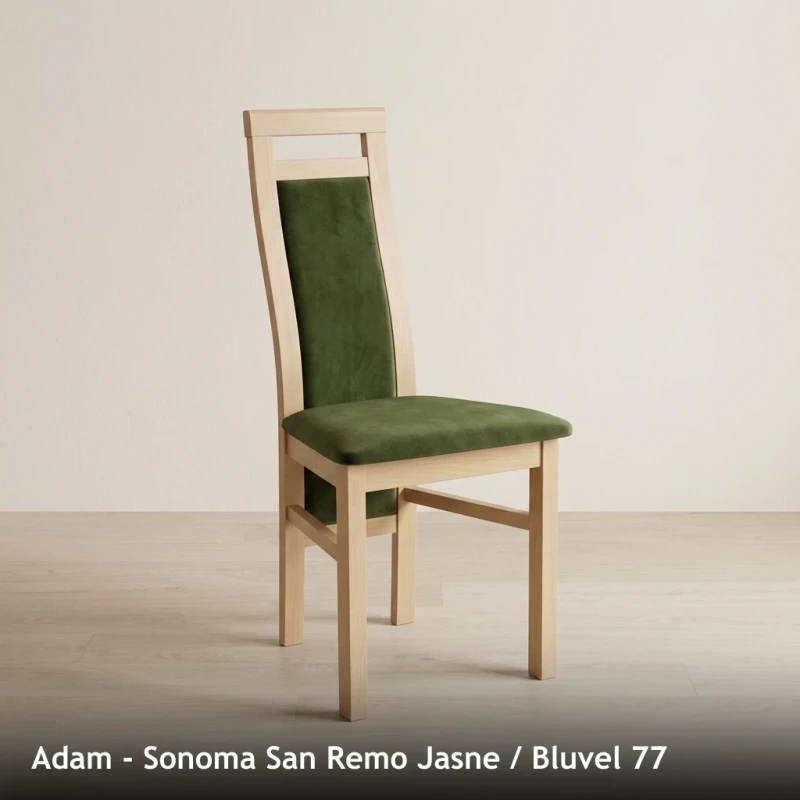 Krzesło tapicerowane ADAM - Sonoma San Remo Jasne, Bluvel 77