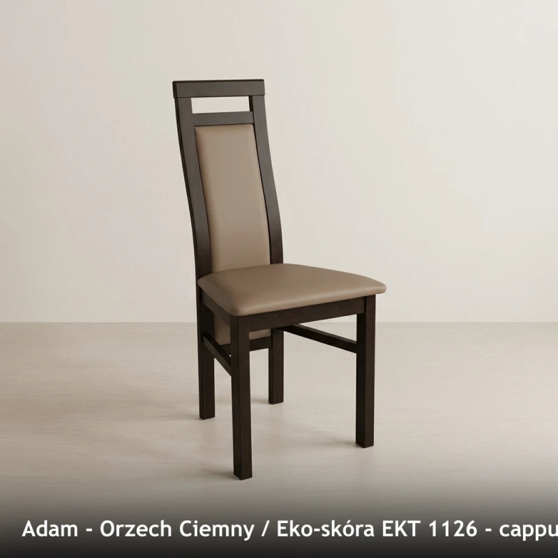Krzesło tapicerowane ADAM - Orzech Ciemny, Eko-skóra EKT 1126, cappuccino