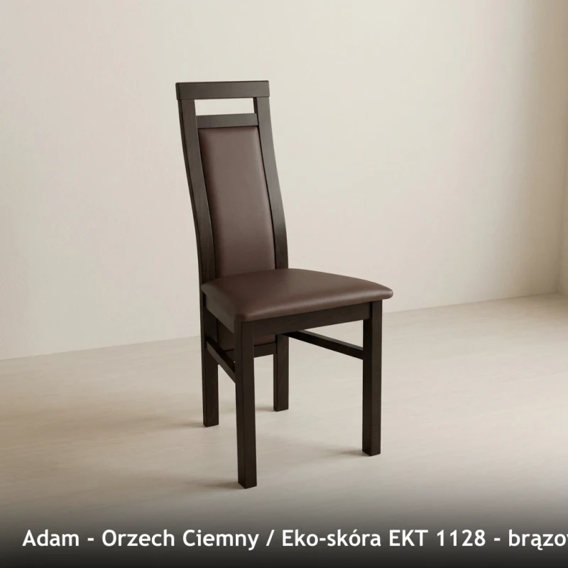 Krzesło tapicerowane ADAM - Orzech Ciemny, Eko-skóra EKT 1128, brązowy