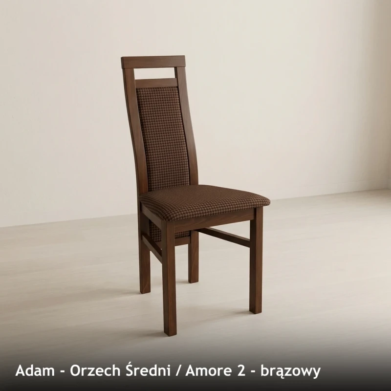 Krzesło tapicerowane ADAM - Orzech Średni, Amore 2, brązowy