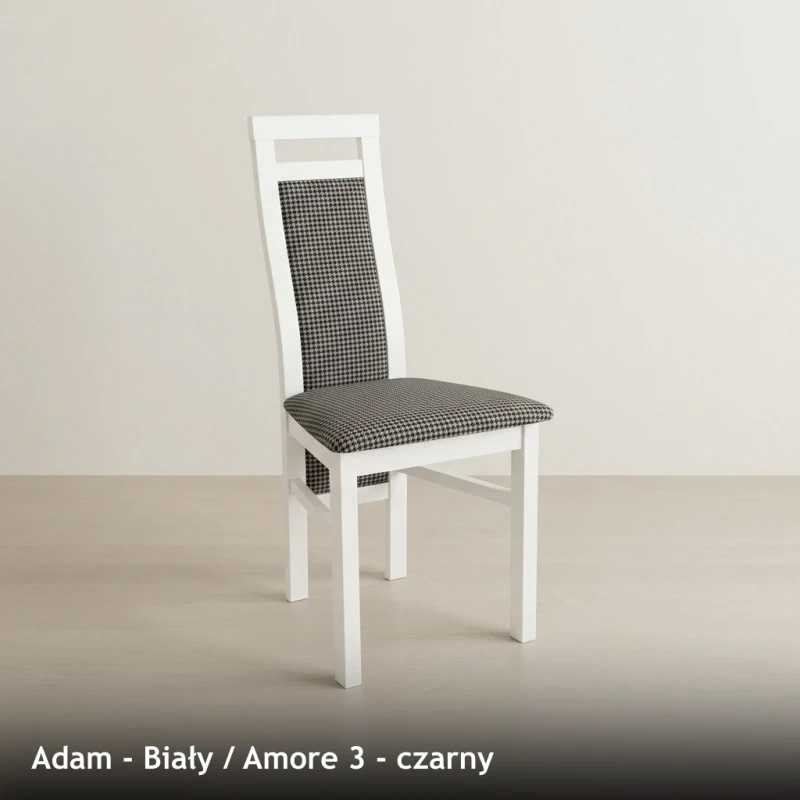 Krzesło tapicerowane ADAM - Biały, Amore 3, czarny