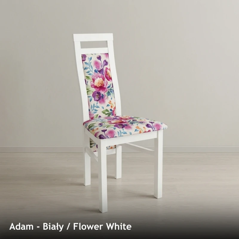 Krzesło tapicerowane ADAM - Biały, Flower White
