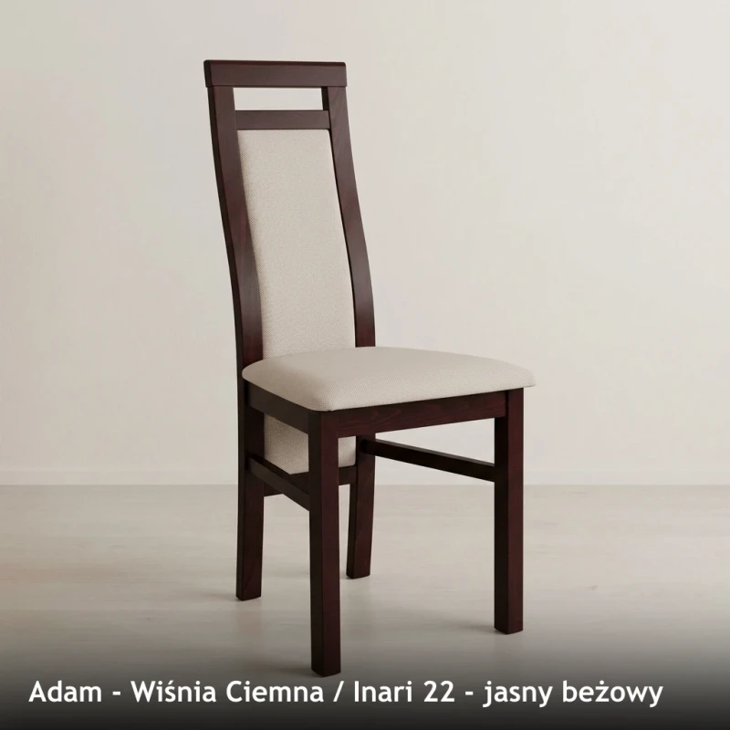 Krzesło tapicerowane ADAM - Wiśnia Ciemna, Inari 22, jasny beżowy