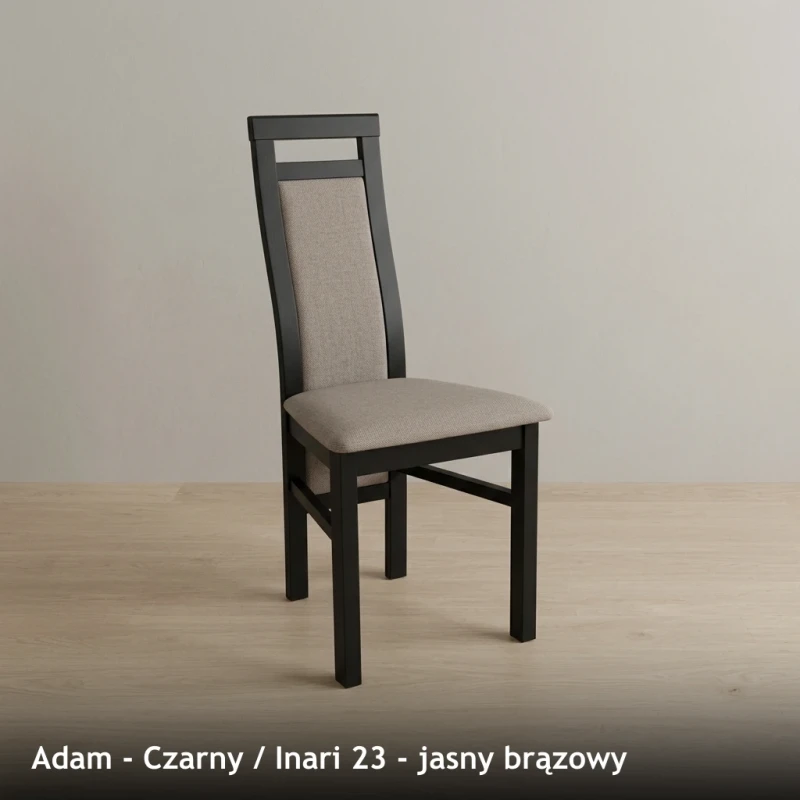 Krzesło tapicerowane ADAM - Czarny, Inari 23, jasny brązowy