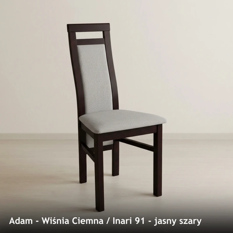 Krzesło tapicerowane ADAM - Wiśnia Ciemna, Inari 91, jasny szary