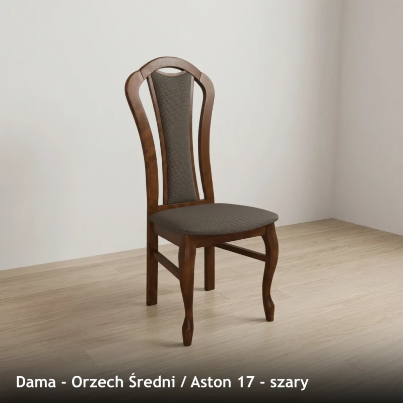Krzesło tapicerowane DAMA - Orzech Średni, Aston 17, szary