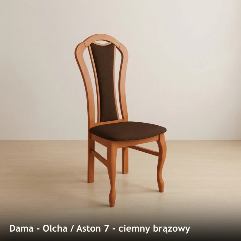 Krzesło tapicerowane DAMA - Olcha, Aston 7, ciemny brązowy