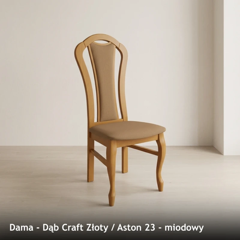 Krzesło tapicerowane DAMA - Dąb Craft Złoty, Aston 23, miodowy