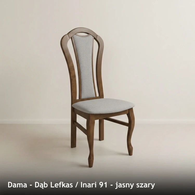 DAMA - stelaż Dąb Lefkas, tkanina Inari 91, jasny szary