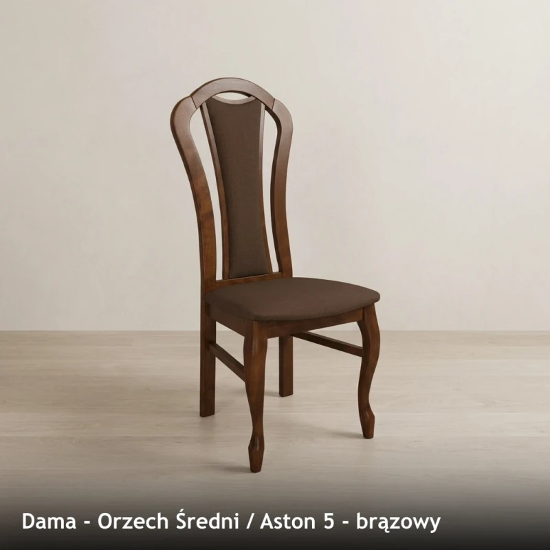 Krzesło tapicerowane DAMA - Orzech Średni, Aston 5, brązowy