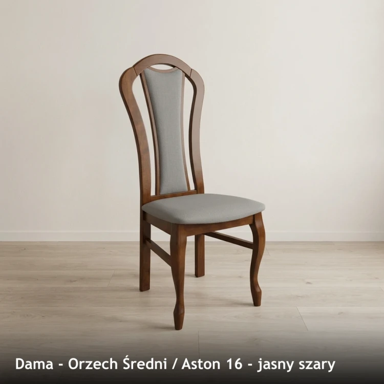 DAMA - stelaż Orzech Średni, tkanina Aston 16, jasny szary