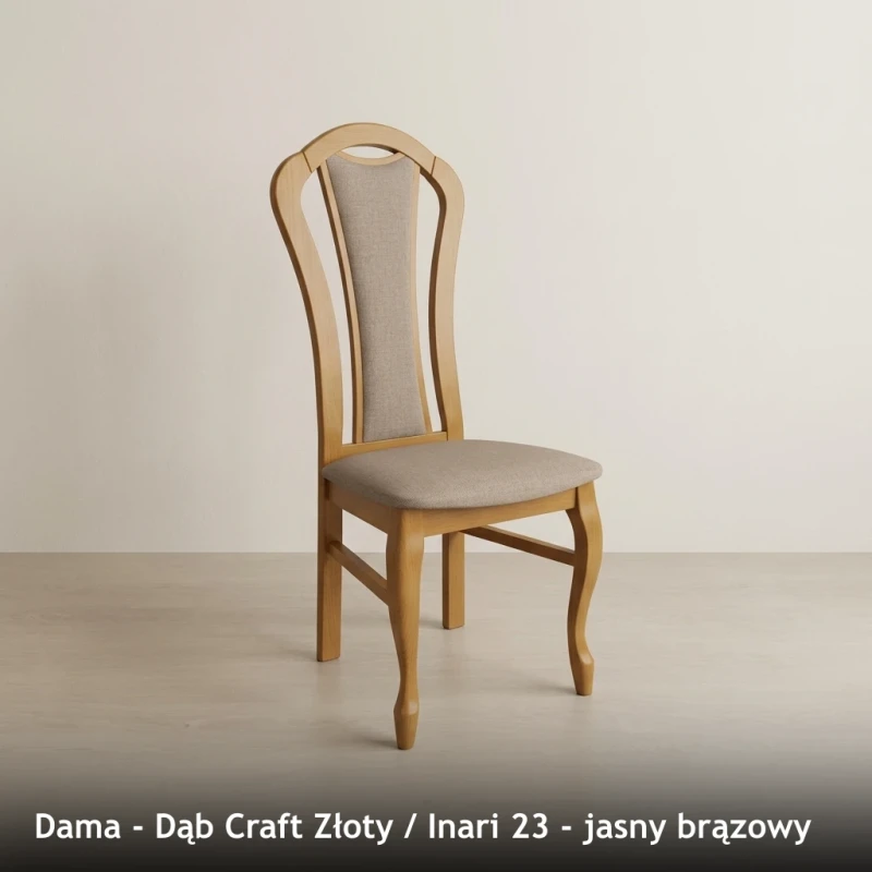 Krzesło tapicerowane DAMA - Dąb Craft Złoty, Inari 23, jasny brązowy