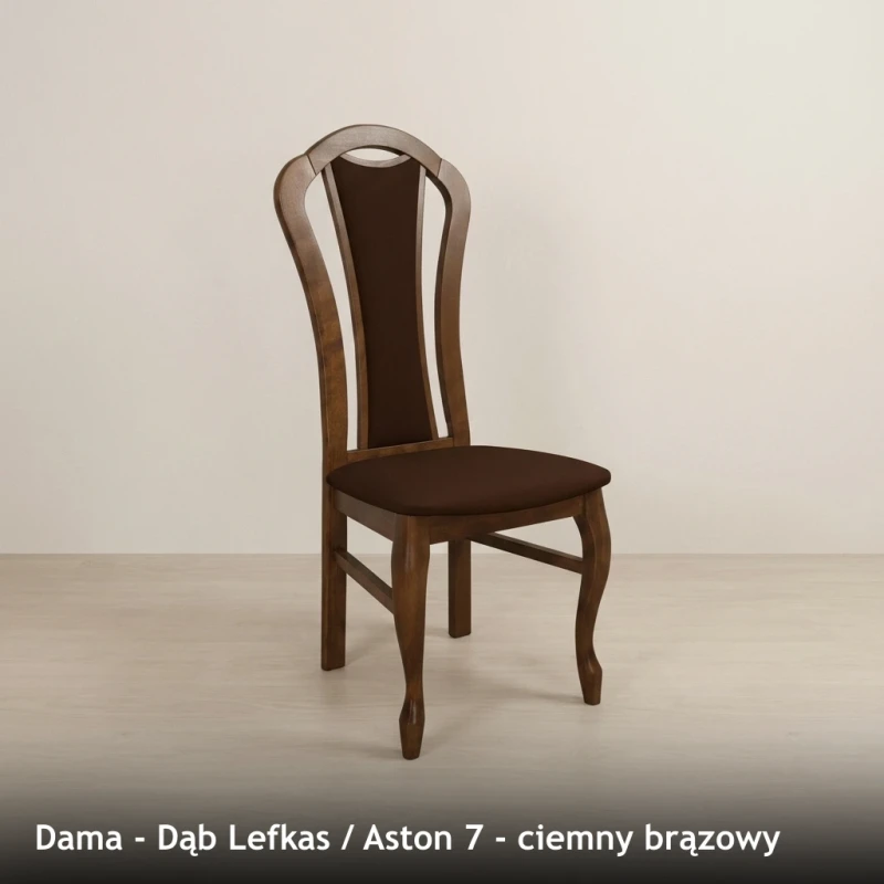 Krzesło tapicerowane DAMA - Dąb Lefkas, Aston 7, ciemny brązowy