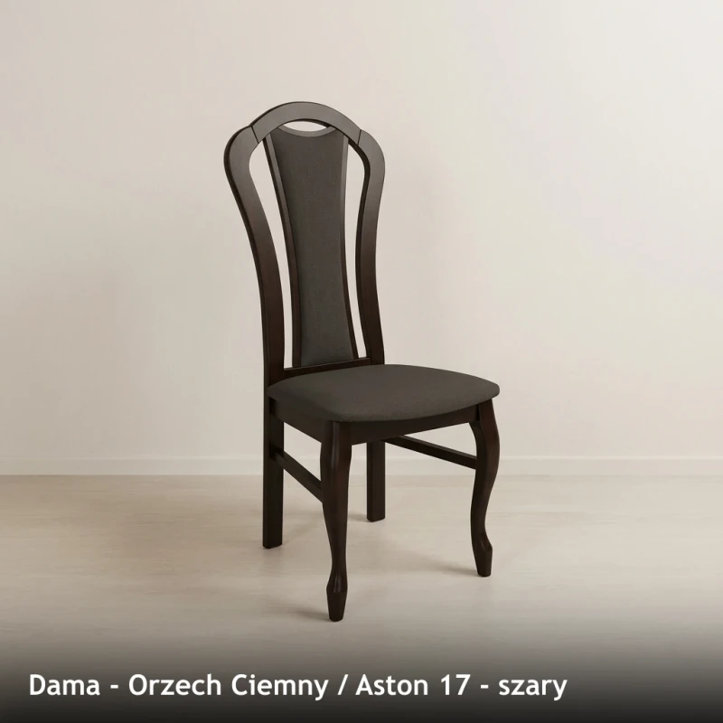 Krzesło tapicerowane DAMA - Orzech Ciemny, Aston 17, szary