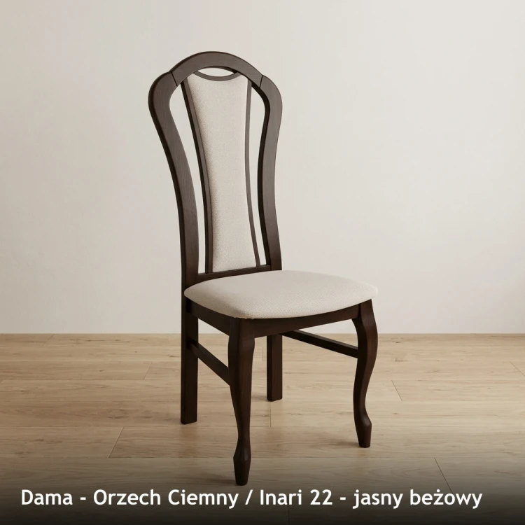 DAMA - stelaż Orzech Ciemny, tkanina Inari 22, jasny beżowy