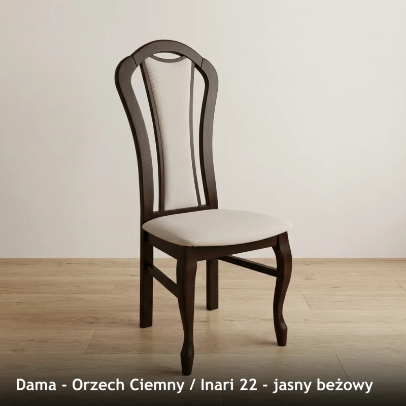 Krzesło tapicerowane DAMA - Orzech Ciemny, Inari 22, jasny beżowy