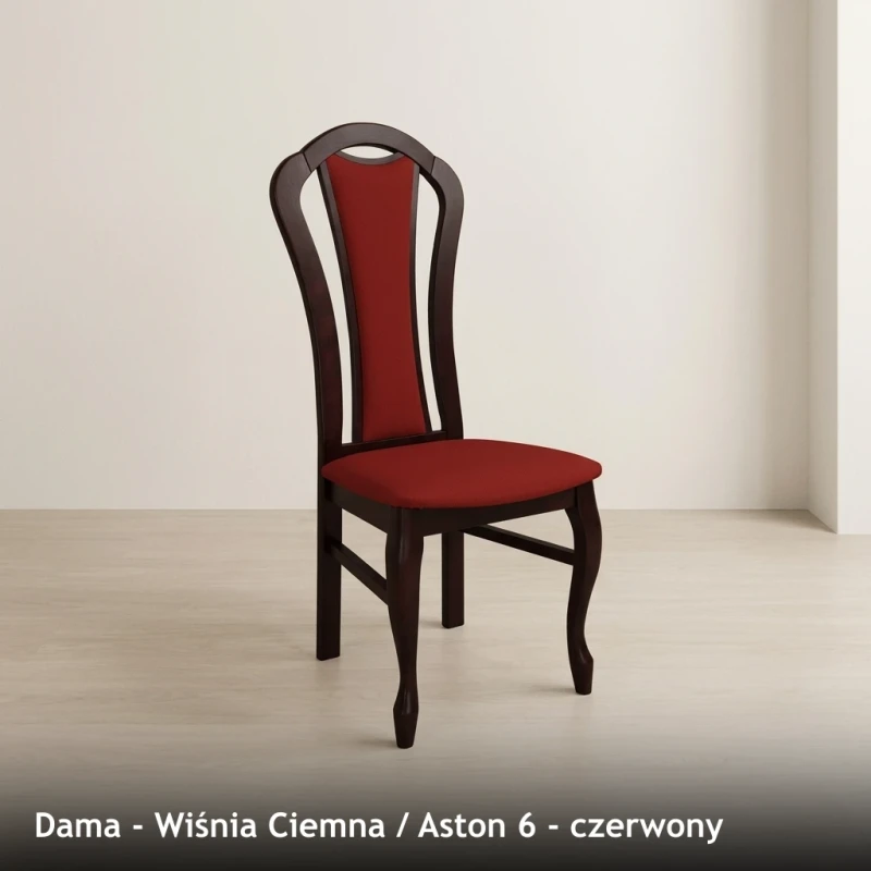 Krzesło tapicerowane DAMA - Wiśnia Ciemna, Aston 6, czerwony