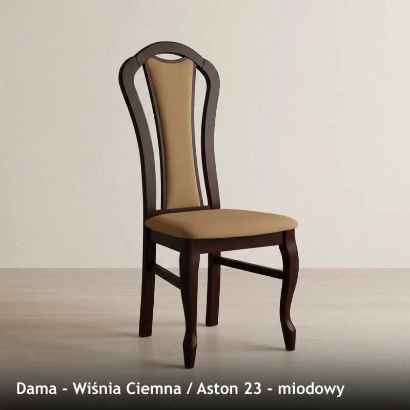 Krzesło tapicerowane DAMA - Wiśnia Ciemna, Aston 23, miodowy