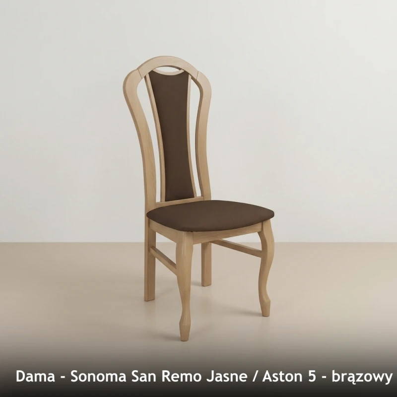 Krzesło tapicerowane DAMA - Sonoma San Remo Jasne, Aston 5, brązowy
