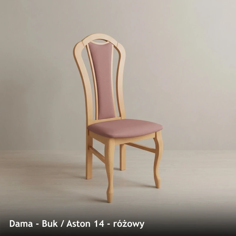 Krzesło tapicerowane DAMA - Buk, Aston 14, różowy