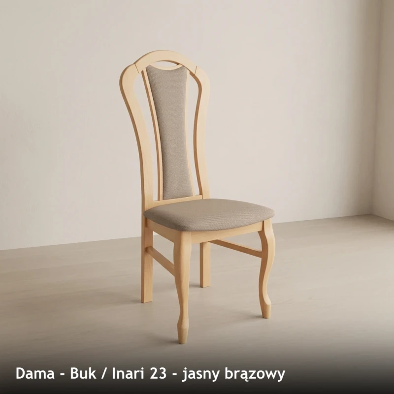 Krzesło tapicerowane DAMA - Buk, Inari 23, jasny brązowy