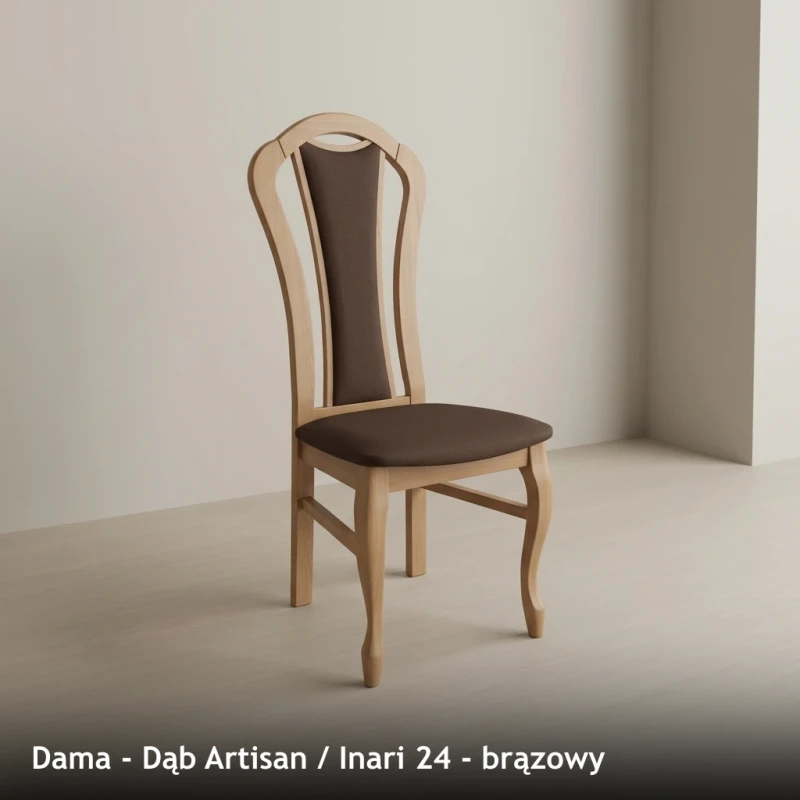 Krzesło tapicerowane DAMA - Dąb Artisan, Inari 24, brązowy