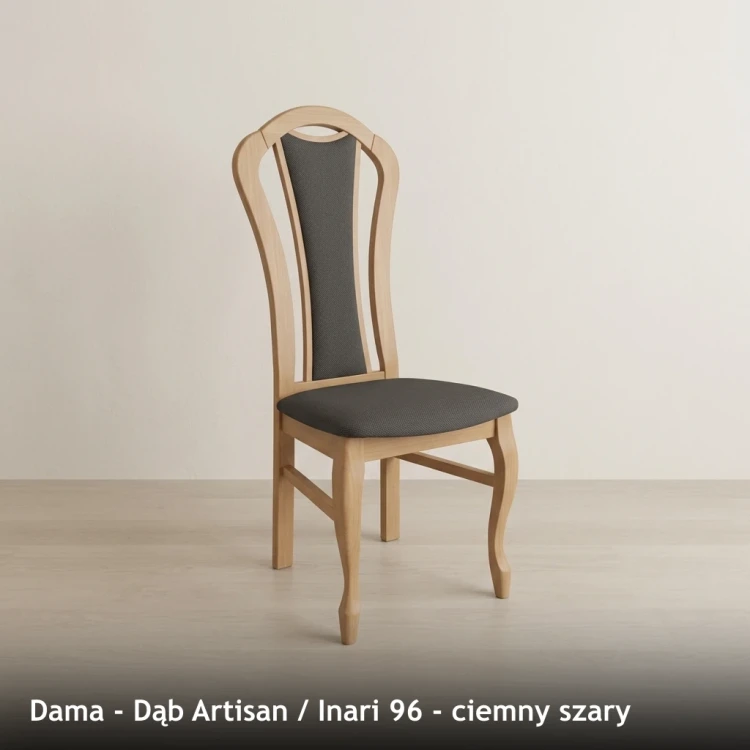 DAMA - stelaż Dąb Artisan, tkanina Inari 96, ciemny szary