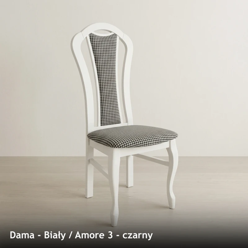 Krzesło tapicerowane DAMA - Biały, Amore 3, czarny
